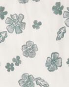 Baby 2-Piece Flutter-Sleeve Floral Bodysuit & Short Set - Ivory/Green, image 2 of 3 slides