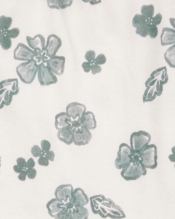 Baby 2-Piece Flutter-Sleeve Floral Bodysuit & Short Set - Ivory/Green, 