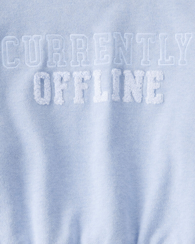 Girls 2-Piece Oversized "Currently Offline" Sweatshirt & Drawstring Pants Set - Blue, image 2 of 7 slides