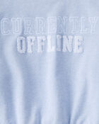 Girls 2-Piece Oversized "Currently Offline" Sweatshirt & Drawstring Pants Set - Blue, image 2 of 7 slides