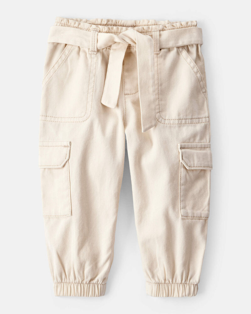 Baby Girl 2-Piece Love to Play Graphic Tee & Cargo Joggers Set - Ivory/Pink, image 5 of 8 slides