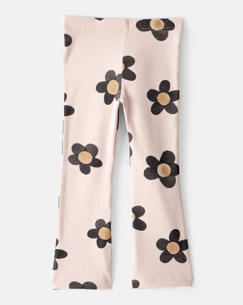 Toddler Girl Floral Cotton Flare Leggings - Pink, 