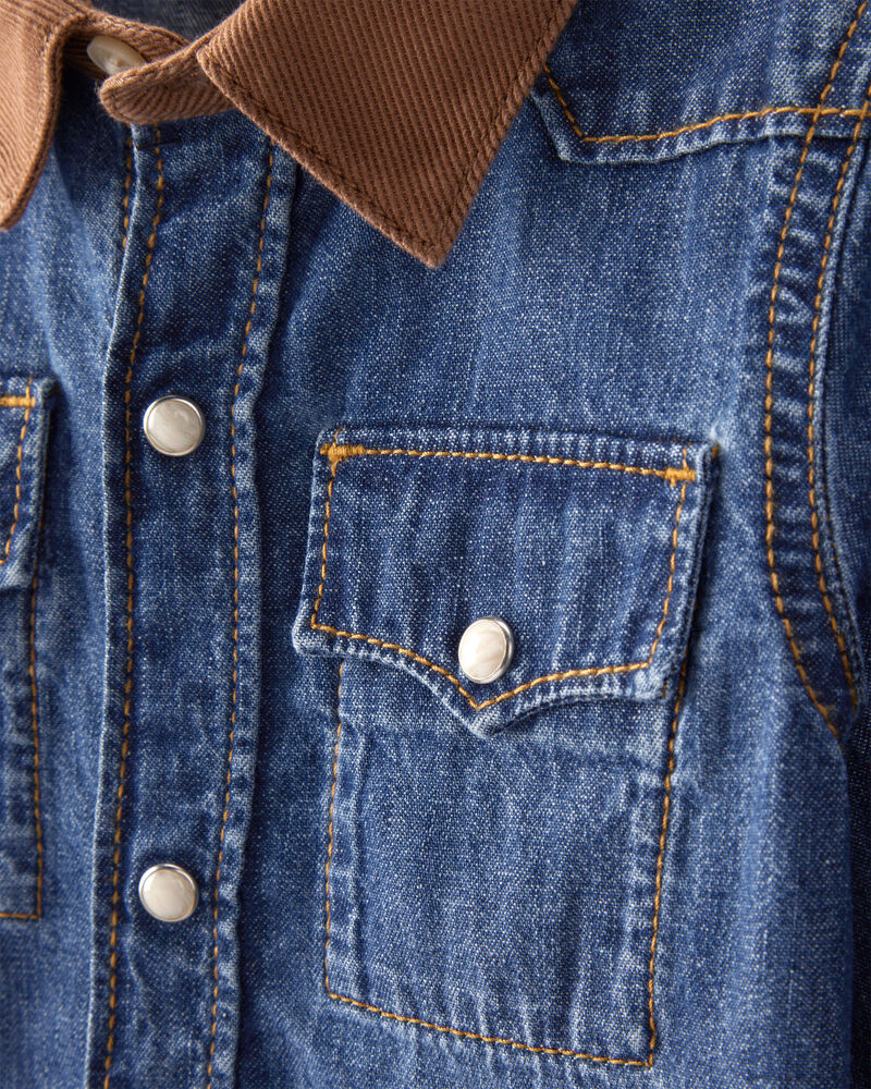 Toddler Boy Western Denim Long-Sleeve Button-Down Shirt - Blue, image 2 of 5 slides