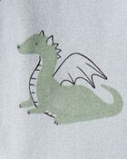 Toddler Boy Dragon 100% Cotton Long-Sleeve  1-Piece Pajamas - Blue, image 2 of 3 slides