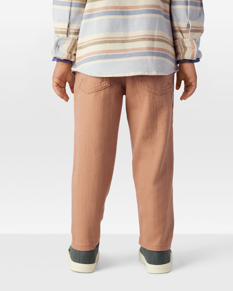 Toddler Boy  Tapered 100% Cotton Twill Pants - Tan, image 4 of 6 slides