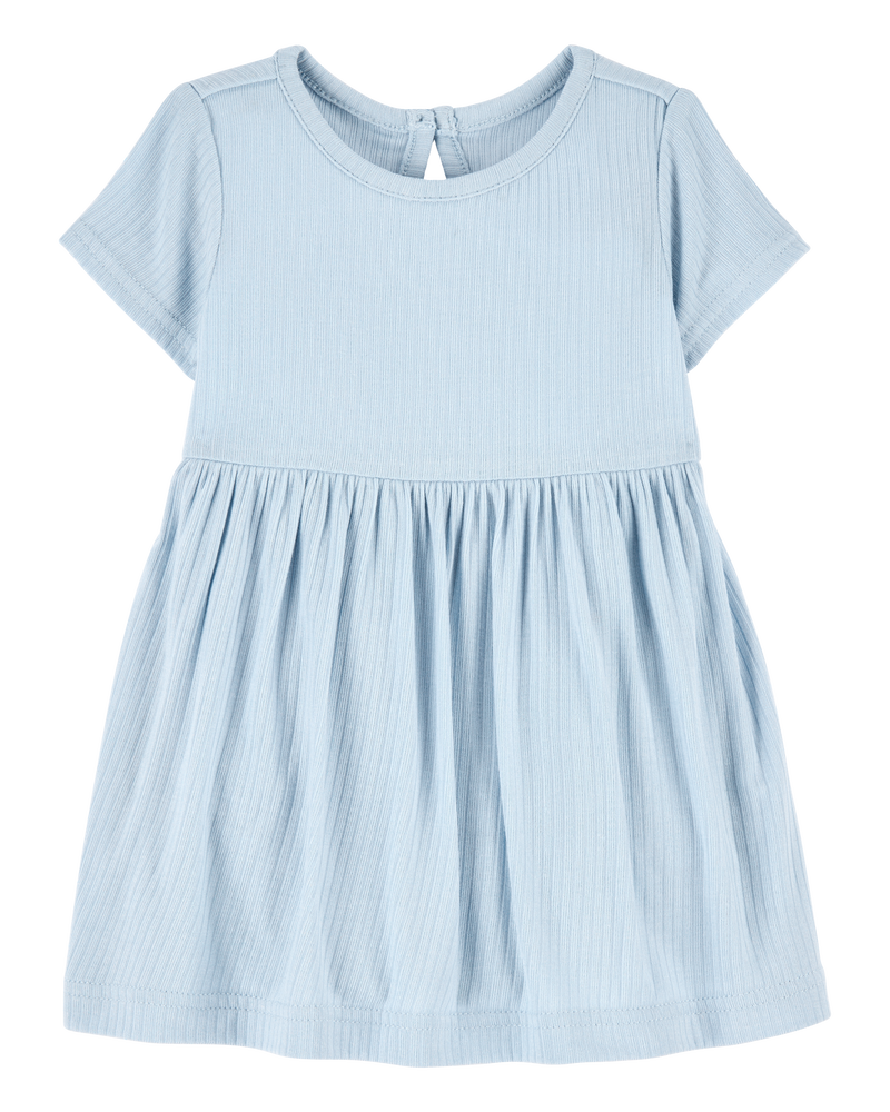Baby Girl Solid PurelySoft Bodysuit Dress -Blue, image 1 of 7 slides