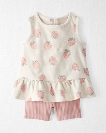 Baby Girl 2-Piece Strawberry-Print Set Made With Organic Cotton, 