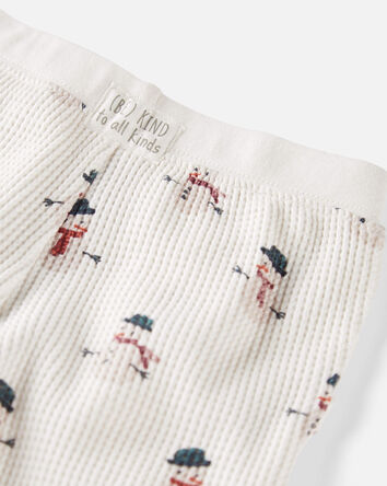 Baby 2-Piece Organic Cotton Waffle Knit Set in Snowman Print, 