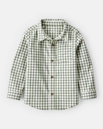 Toddler Boy Long-Sleeve Plaid Button Down Shirt - Green, 