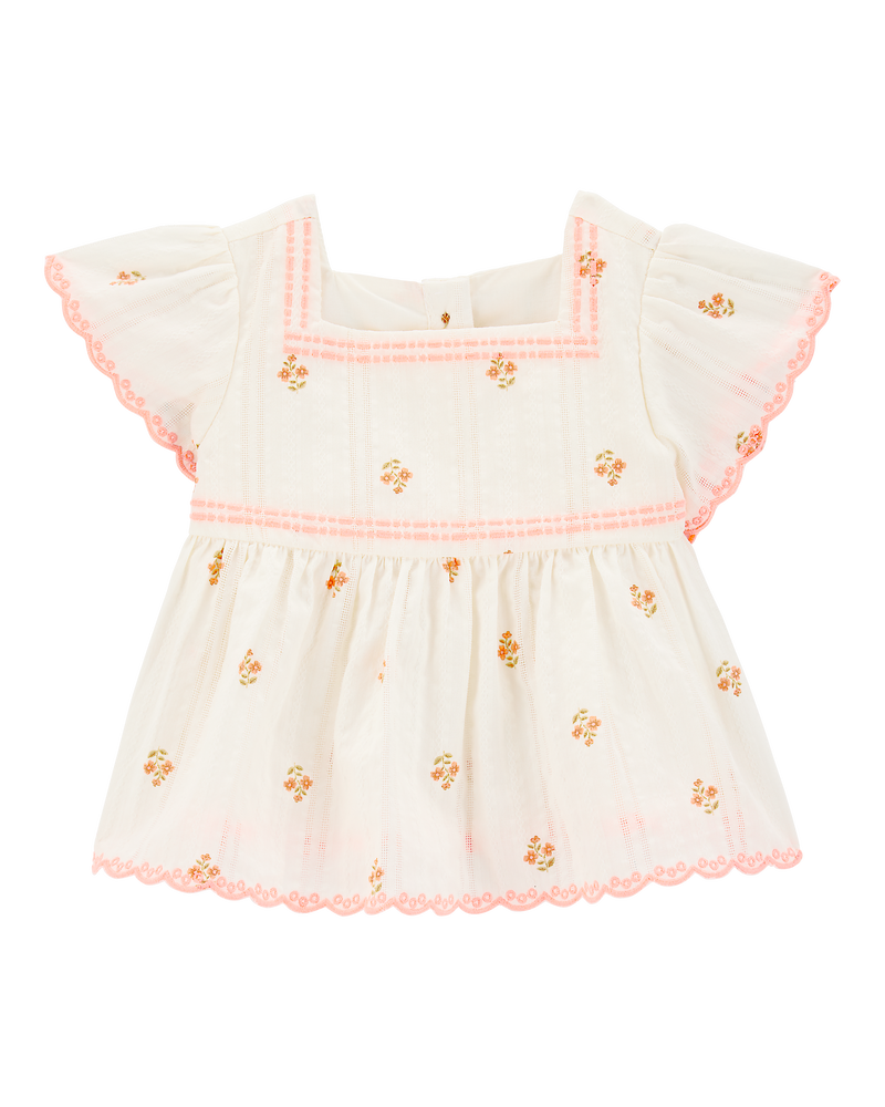 Baby 2-Piece Floral Flutter Sleeves Seesucker Top & Shorts Set, image 2 of 7 slides