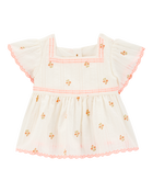 Baby 2-Piece Floral Flutter Sleeves Seesucker Top & Shorts Set, image 2 of 7 slides