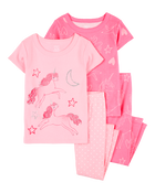 Baby Girl 4-Piece Unicorn Cotton Pajamas, image 1 of 4 slides