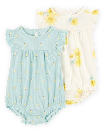 Baby 2-Pack Floral Rompers, 