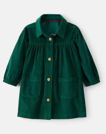 Baby Girl Corduroy Long-Sleeve Dress - Green, 