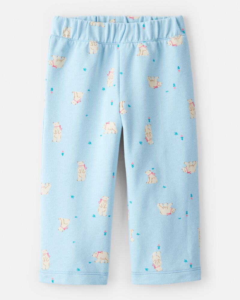 Baby Girl Polar Bear French Terry Pullover & Pant Set - Blue, image 2 of 4 slides