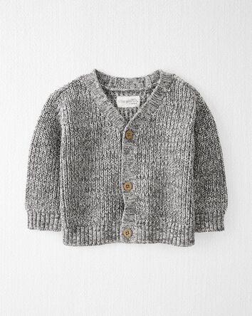 Baby Organic Cotton Ribbed Cardigan, 