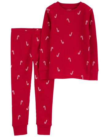 Toddler 2-Piece Candy Cane Thermal Pajamas, 