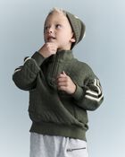 Toddler Boy Quarter-Zip Sweatshirt with Pockets - Olive, image 1 of 6 slides