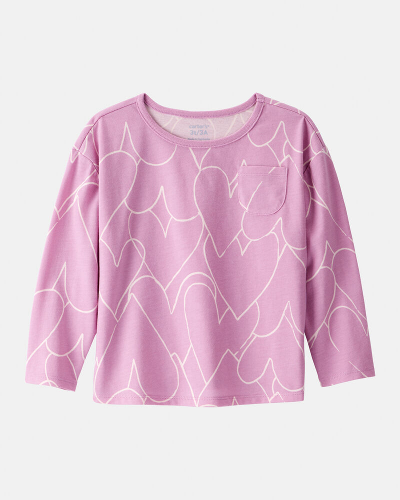 Toddler Girl Heart Long-Sleeve Top - Purple, image 1 of 3 slides