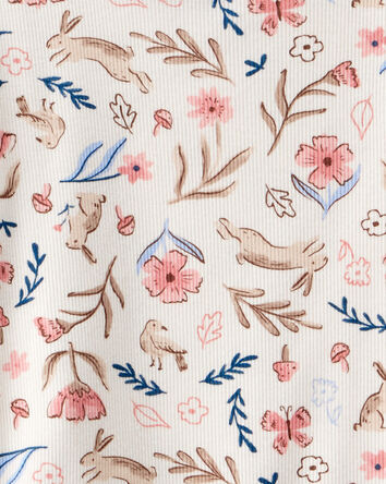 Girls 2-Piece Floral 100% Snug Fit Cotton Pajamas - Ivory, 