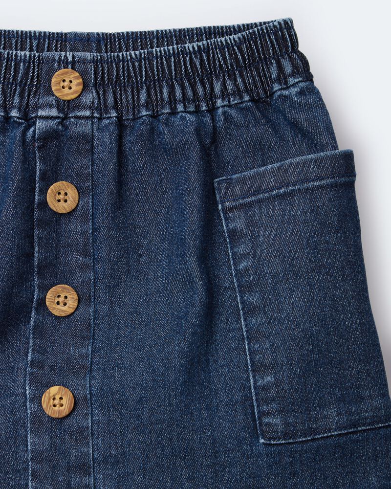 Toddler Girl Denim Skirt with Otter Pockets - Blue, image 6 of 6 slides