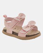 Baby Every Step&reg; First Walker Bow Faux Cork Sandals - Pink, image 1 of 7 slides