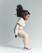 Toddler Girl Mock Neck Ruffle Top - Khaki, image 5 of 6 slides