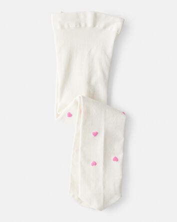 Baby Girl Heart Tights - Pink/White, 