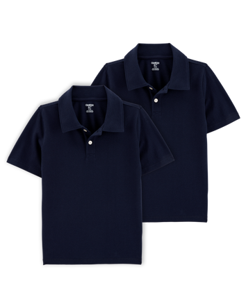 Kid 2-Pack Pique Uniform Polo Shirts - Navy, 