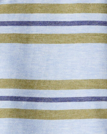 Toddler Boy Striped Short-Sleeve Henley Tee - Blue, 