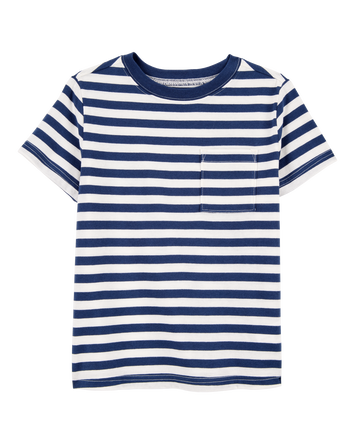 Kid Striped Short-Sleeve Pocket Tee - Navy, 
