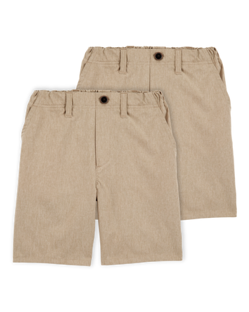 Kid 2-Pack Active Pull-On Uniform Shorts - Khaki, 