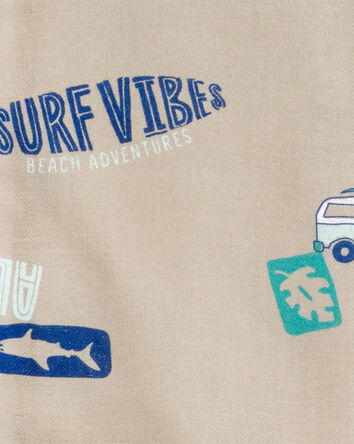 Boys Tropical Print Loose Fit 2-Piece Pajamas - Khaki, 