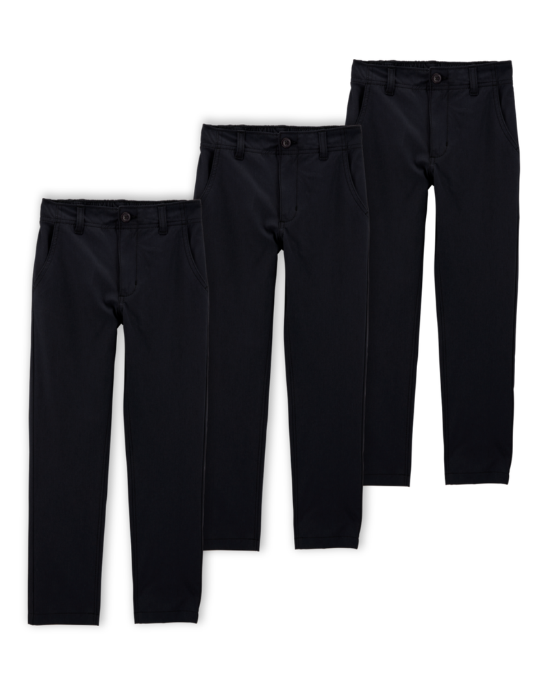 Kid 3-Pack Active Pull-On Uniform Pants - Black, image 1 of 4 slides