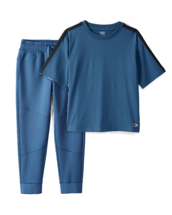 Boys 2-Piece Active Short-Sleeve Tee & Joggers Set - Blue, 