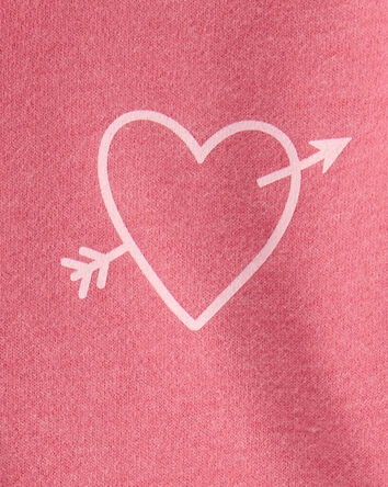 Girls Heart Print Quarter-Zip Pullover Sweatshirt - Pink, 