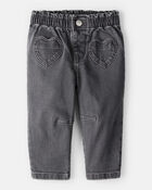 Baby Girl Heart Pocket Barrel Jeans - Black, image 1 of 5 slides