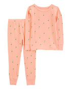 Toddler Girl Pineapple Print PurelySoft 2-Piece Pajamas - Coral, image 1 of 5 slides