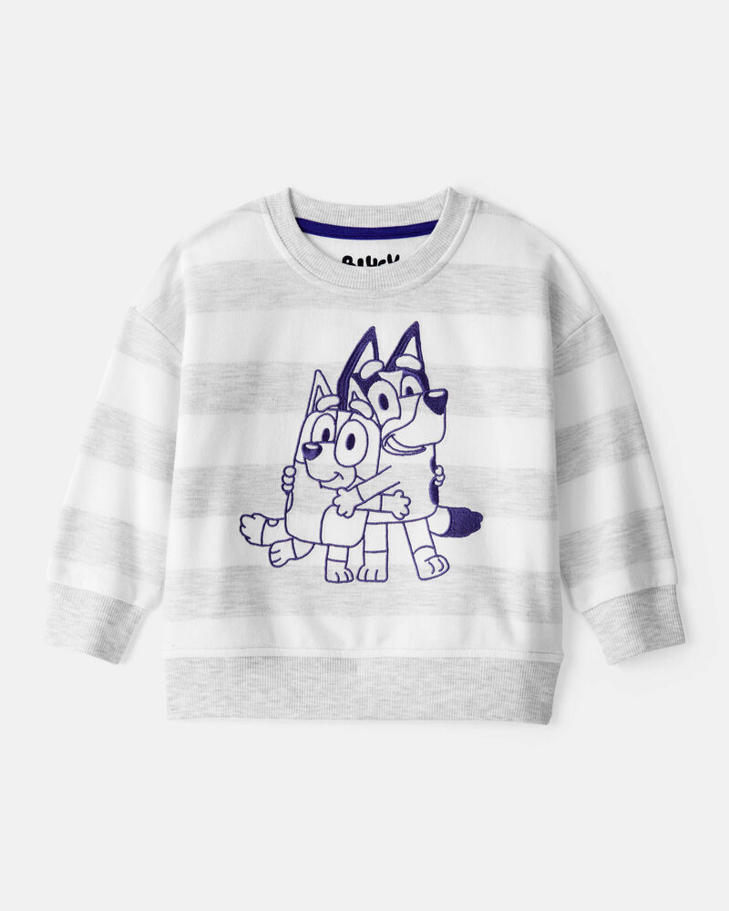 Baby Bluey Striped French Terry Pullover - Grey, image 1 of 3 slides