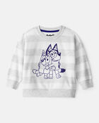 Baby Bluey Striped French Terry Pullover - Grey, image 1 of 3 slides