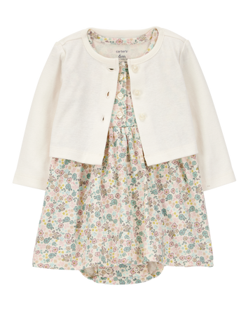 Baby 2-Piece Floral Dress Cardigan Set, 