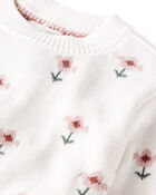 Toddler Girl Organic Cotton Sweater Knit in Wildflower Maze Print, image 2 of 4 slides