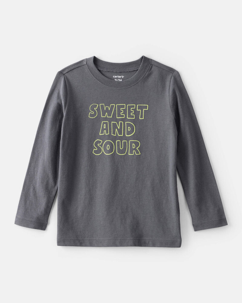 Toddler Boy Sweet and Sour Long-Sleeve Graphic Tee - Grey, image 1 of 3 slides