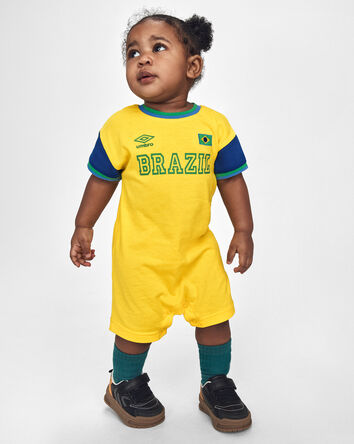 Baby Umbro Brazil Soccer Romper - Blue/Yellow/Green, 