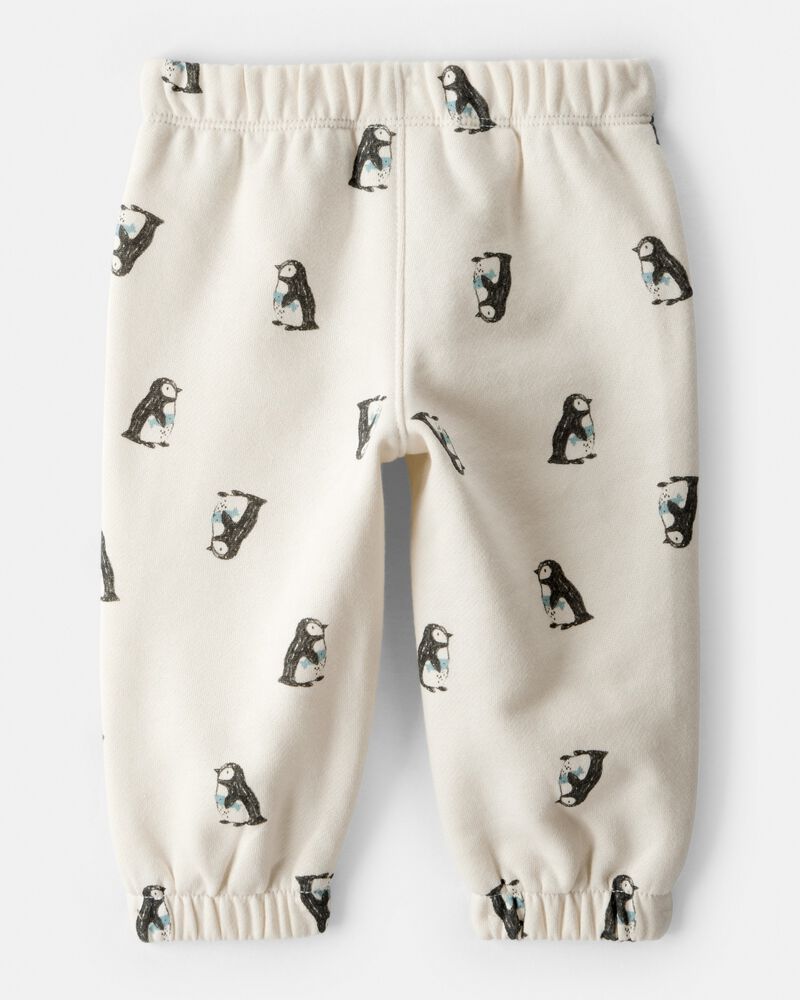 Baby Boy 2-Piece DayDream Fleece Penguin Sweatshirt & Pant Set - Cream, image 5 of 6 slides