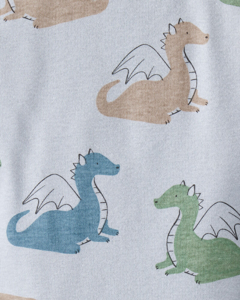 Baby Boy 4-Pack Dragon Star Print Cotton Long-Sleeve Multipack Bodysuits - Blue/White/Green, image 5 of 6 slides