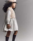 Toddler Girl Polka Dot Layered Sweater Long-Sleeve Dress - Brown/Cream, image 3 of 6 slides