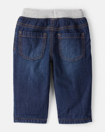 Baby Boy Lined Dark Wash Straight Jeans, 