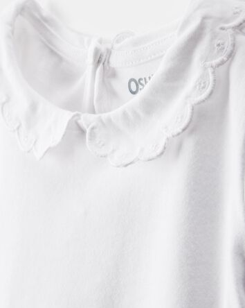 Toddler Scalloped Collar Short-Sleeve Top - White, 
