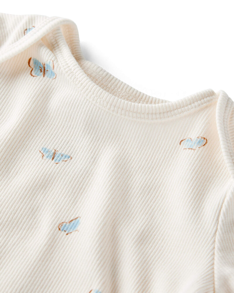 Baby Girl 2-Piece Organic Cotton Ribbed Knit Set in Butterfly Breeze Print, image 2 of 4 slides